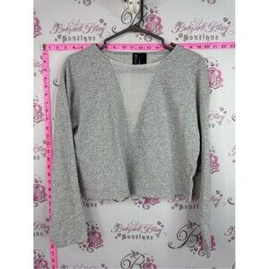 ASKYA hoodie sweater Mesh-Trim V-Neck Crop Top